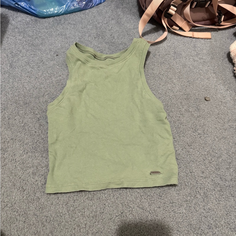 Hollister sage green tank top